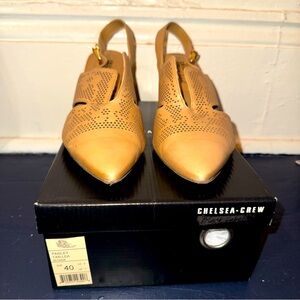 Chelsea Crew Paisley Pointy Toe Heels Tan